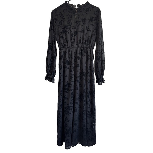 Whimsigoth Vamp Sheer Velvet Burnout Dress Women's‎ Size Medium Floral Lined - Picture 1 of 10